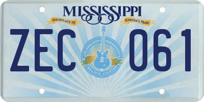 MS license plate ZEC061