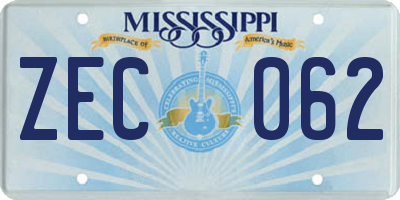 MS license plate ZEC062