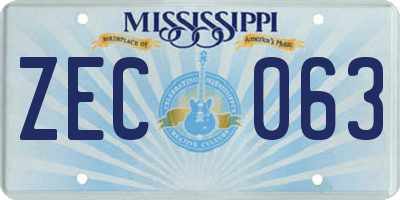 MS license plate ZEC063