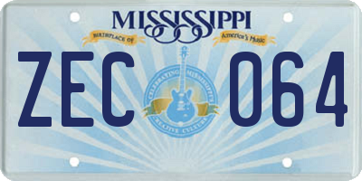 MS license plate ZEC064