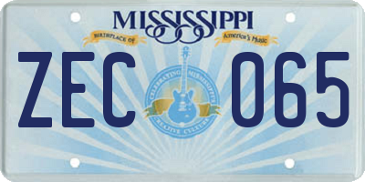 MS license plate ZEC065