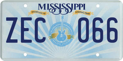 MS license plate ZEC066