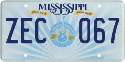 MS license plate ZEC067