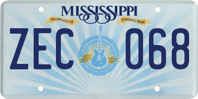 MS license plate ZEC068