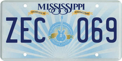 MS license plate ZEC069
