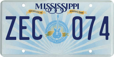 MS license plate ZEC074