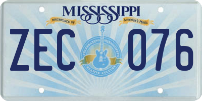 MS license plate ZEC076