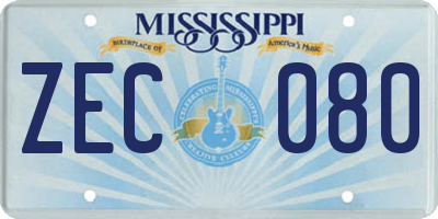 MS license plate ZEC080