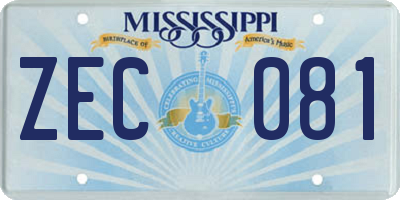 MS license plate ZEC081