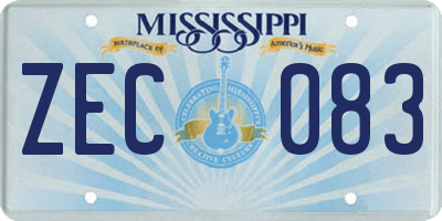 MS license plate ZEC083
