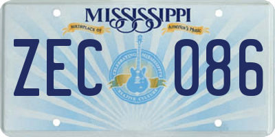 MS license plate ZEC086