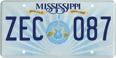 MS license plate ZEC087