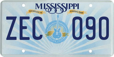 MS license plate ZEC090