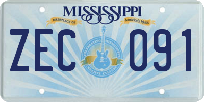 MS license plate ZEC091
