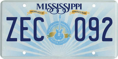 MS license plate ZEC092