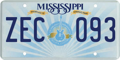 MS license plate ZEC093