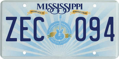 MS license plate ZEC094
