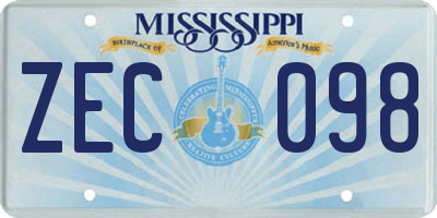 MS license plate ZEC098