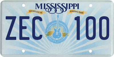 MS license plate ZEC100