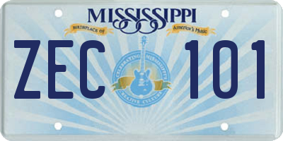 MS license plate ZEC101