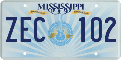 MS license plate ZEC102