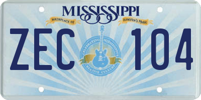 MS license plate ZEC104