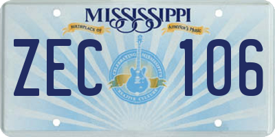 MS license plate ZEC106