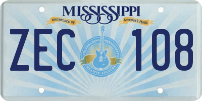 MS license plate ZEC108