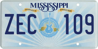 MS license plate ZEC109