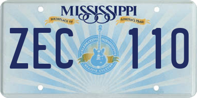MS license plate ZEC110