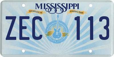 MS license plate ZEC113