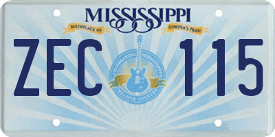 MS license plate ZEC115