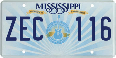 MS license plate ZEC116