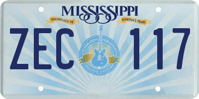 MS license plate ZEC117