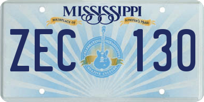 MS license plate ZEC130