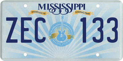 MS license plate ZEC133