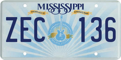 MS license plate ZEC136