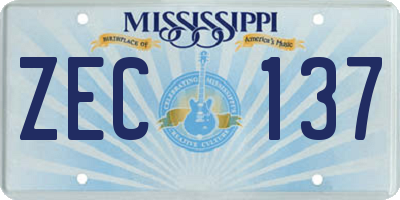 MS license plate ZEC137