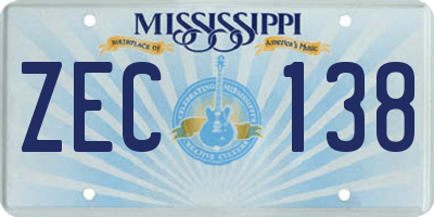 MS license plate ZEC138