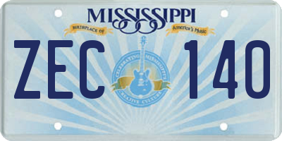 MS license plate ZEC140