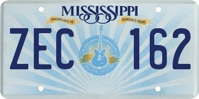 MS license plate ZEC162