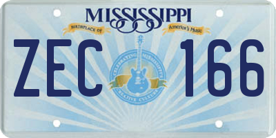 MS license plate ZEC166