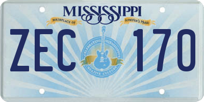 MS license plate ZEC170
