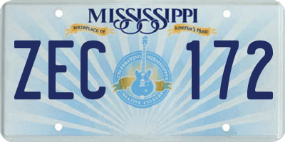MS license plate ZEC172