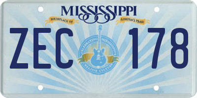 MS license plate ZEC178