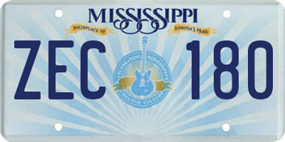 MS license plate ZEC180