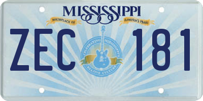 MS license plate ZEC181