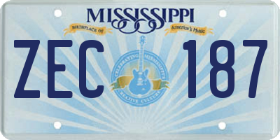 MS license plate ZEC187