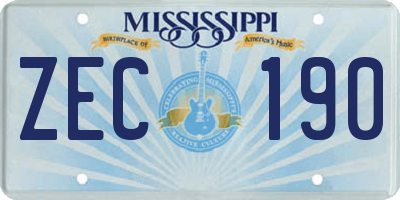 MS license plate ZEC190