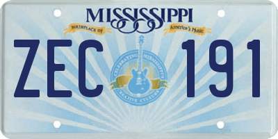 MS license plate ZEC191